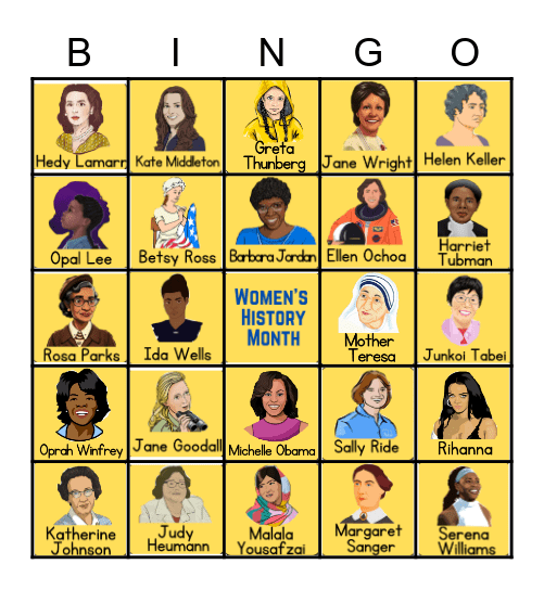 Women's History Month Bingo Card