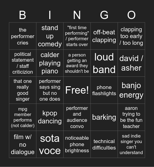 SOTA SHOWCASE Bingo Card