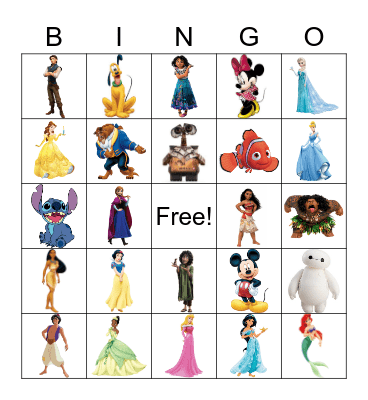 Disney Characters Bingo Card