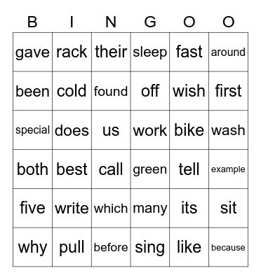 phonics bingo Card