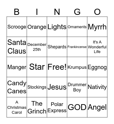 Christmas Bingo! Bingo Card