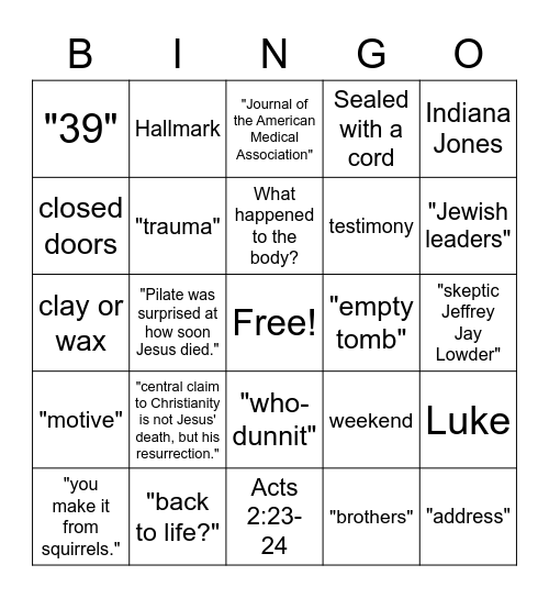 Bingo Wooh! Bingo Card