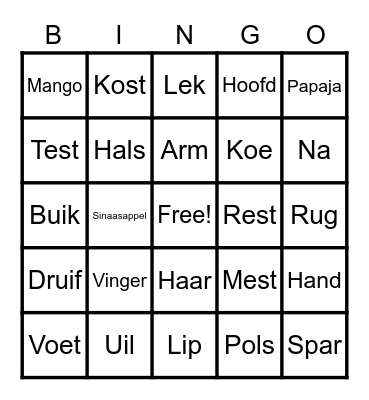 Hanos Bingo Card