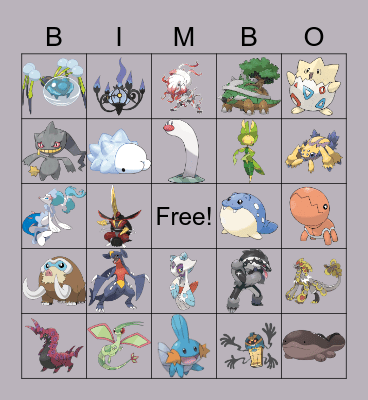 Pokemon Fixations Bingo Card