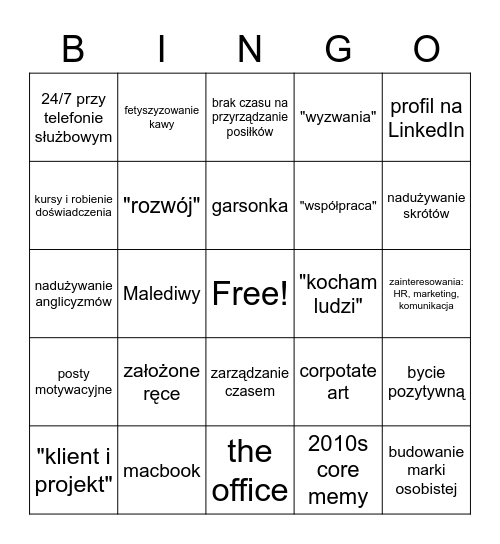 bingo stworzone przez zasób ludzki Bingo Card