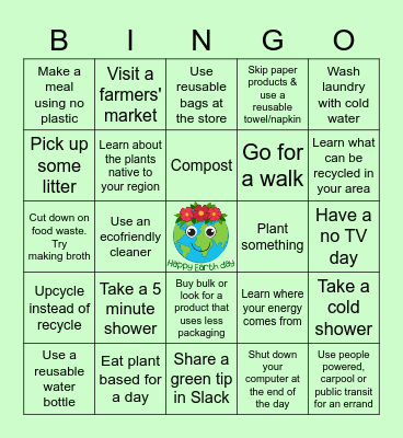 211info's Earth Day Bingo Card