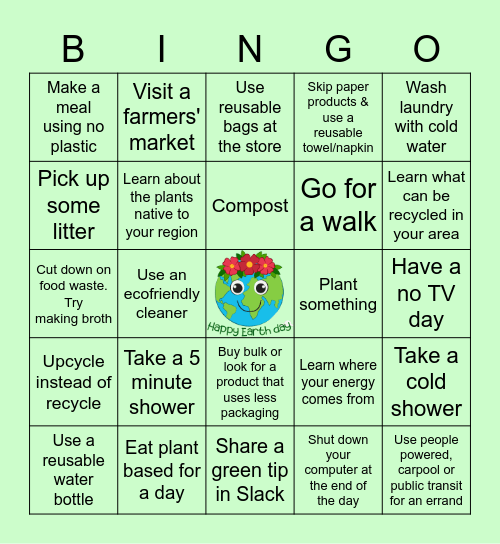 211info's Earth Day Bingo Card