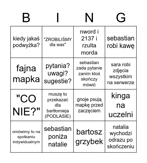 SPOTKANIE 13:00 Bingo Card