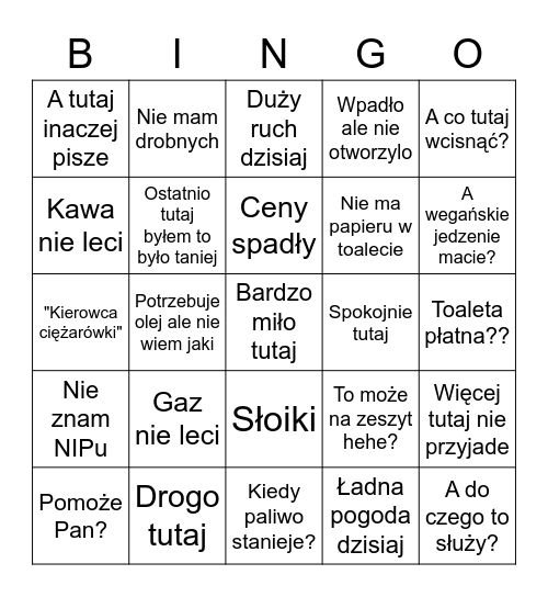 Shell Bingo Card