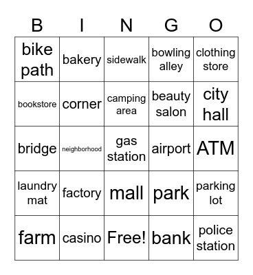 Lugares y Edificios Bingo Card