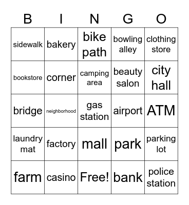 Lugares y Edificios Bingo Card