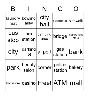 Lugares y Edificios Bingo Card