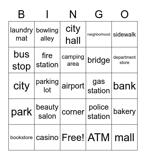 Lugares y Edificios Bingo Card