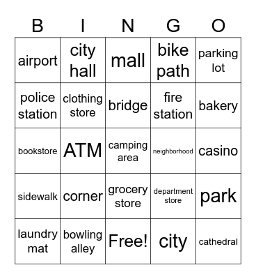 Lugares y Edificios Bingo Card