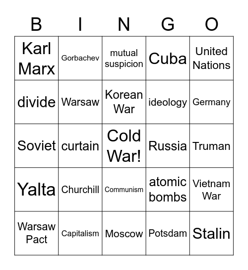 Origins of Cold War Bingo Card