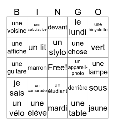 Unit 4 Bleu Bingo Card