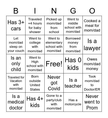 Meet Baby Reginald's Village Bingo Card