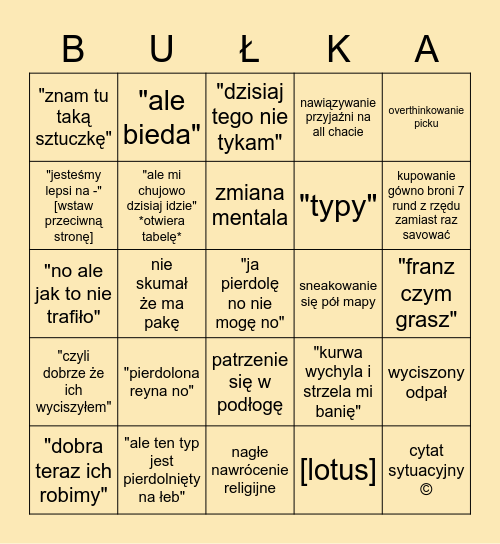 Buła Valorant Bingo Card