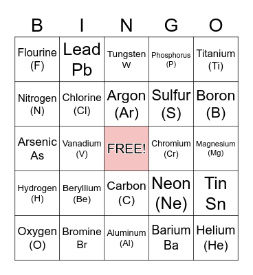 Periodic Table! Bingo Card