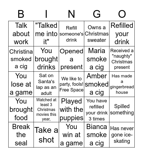 Christmas Party! Bingo Card