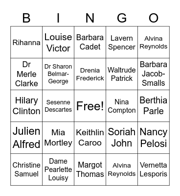 Influential Women Bingo Card