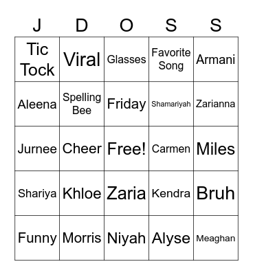 Birthday Bingo Card