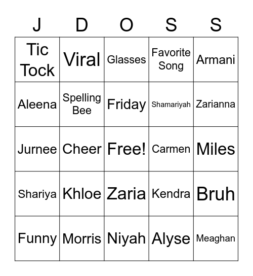 Birthday Bingo Card