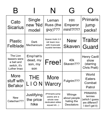 Adepticon 2023 Reveals Bingo Card