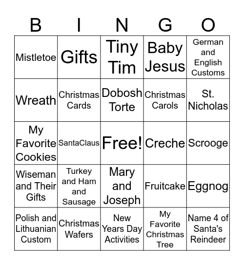 CHRISTMAS TIME Bingo Card