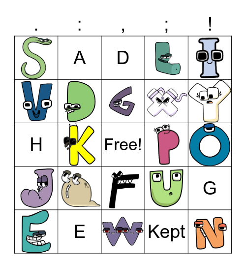 Alphabet lore Bingo Card