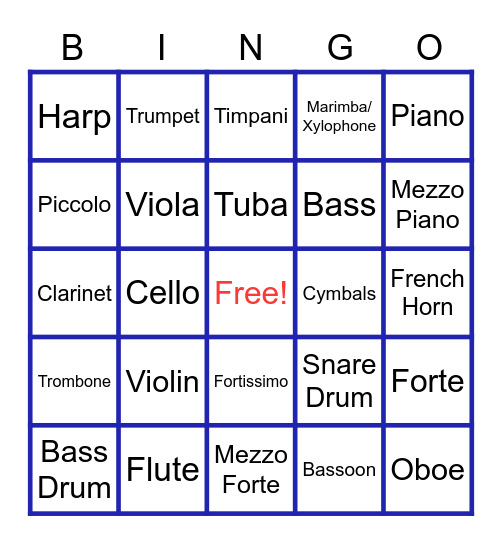 MUSIC BINGO Card