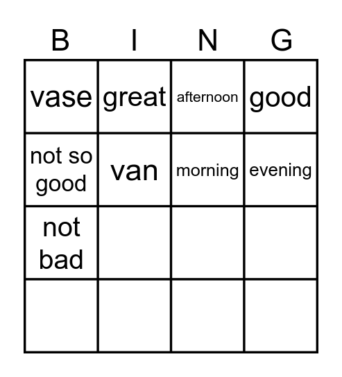 LESSON 1. HOW ARE YOU? Bingo Card