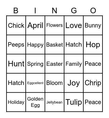 April Golden Egg Bingo Card
