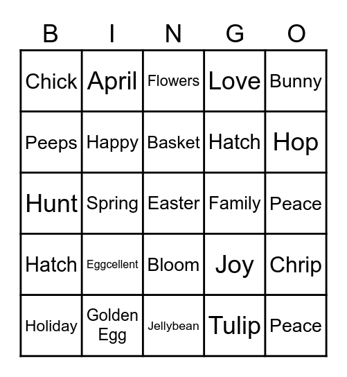 April Golden Egg Bingo Card
