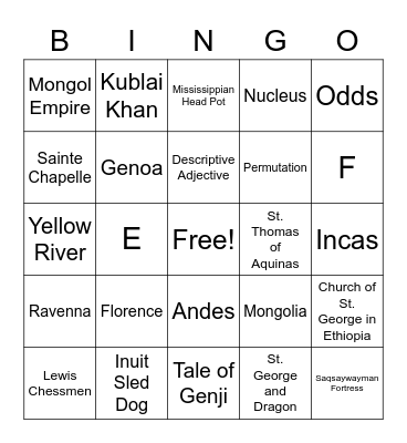 Week 26 Bingo Card