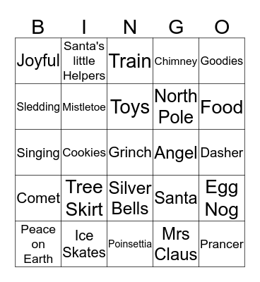 Over the Hill Christmas  Bingo Card