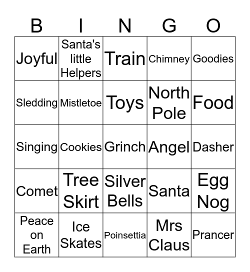 Over the Hill Christmas  Bingo Card