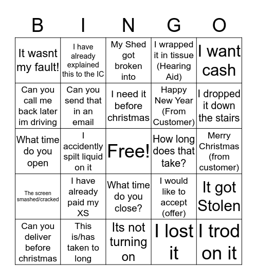 Christmas Bingo Card