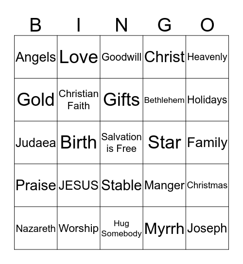Christian Faith Christmas Dinner 2015 Bingo Card