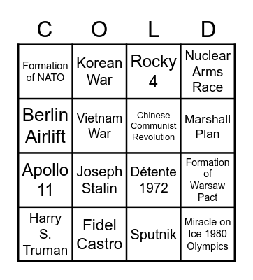 Cold War Bingo Card