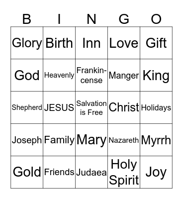 Christian Faith Christmas Dinner 2015 Bingo Card