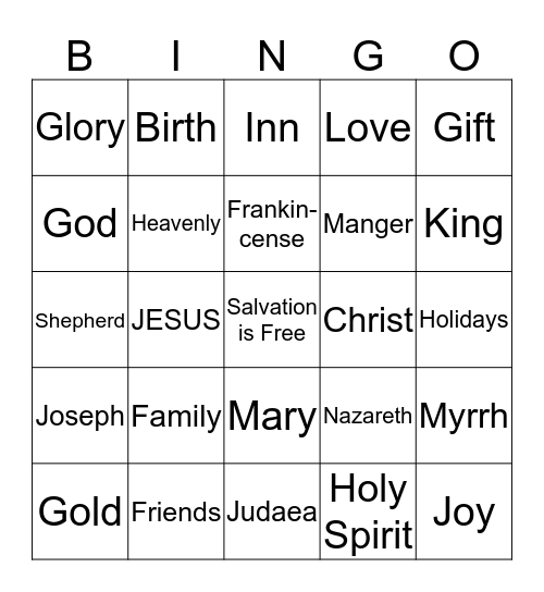 Christian Faith Christmas Dinner 2015 Bingo Card