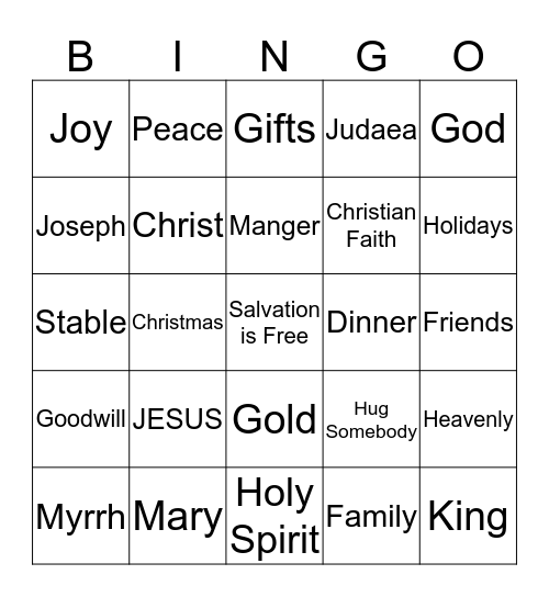 Christian Faith Christmas Dinner 2015 Bingo Card