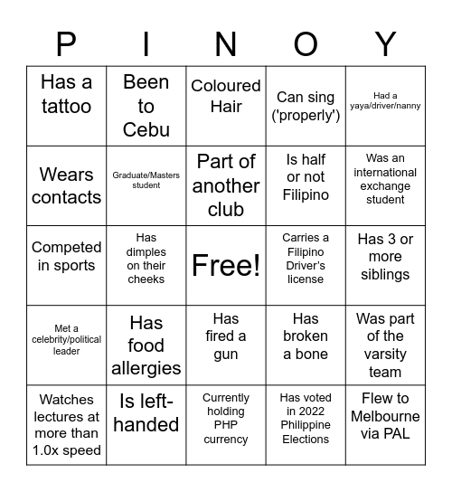 Human Bingo Card