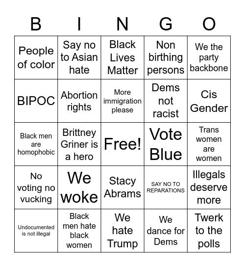 Black Progressive Bingo (Kewn edition) Bingo Card