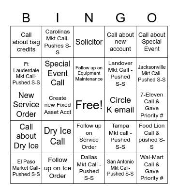 Customer Care Bingo Card
