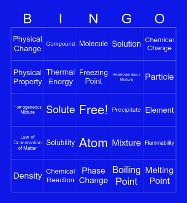 Unit Two Review Bingo Card