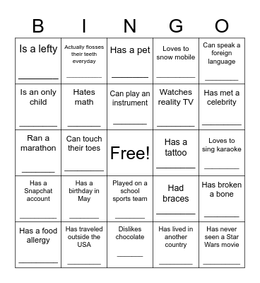 Find Someone Who... Bingo Card