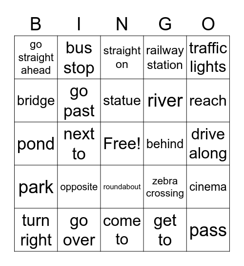 LANDMARKS AND DIRECTIONS Bingo Card