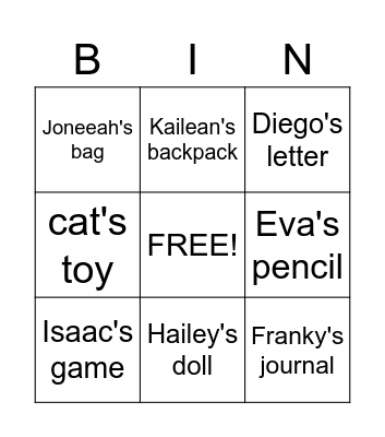 Singular Possessive Nouns Bingo Card